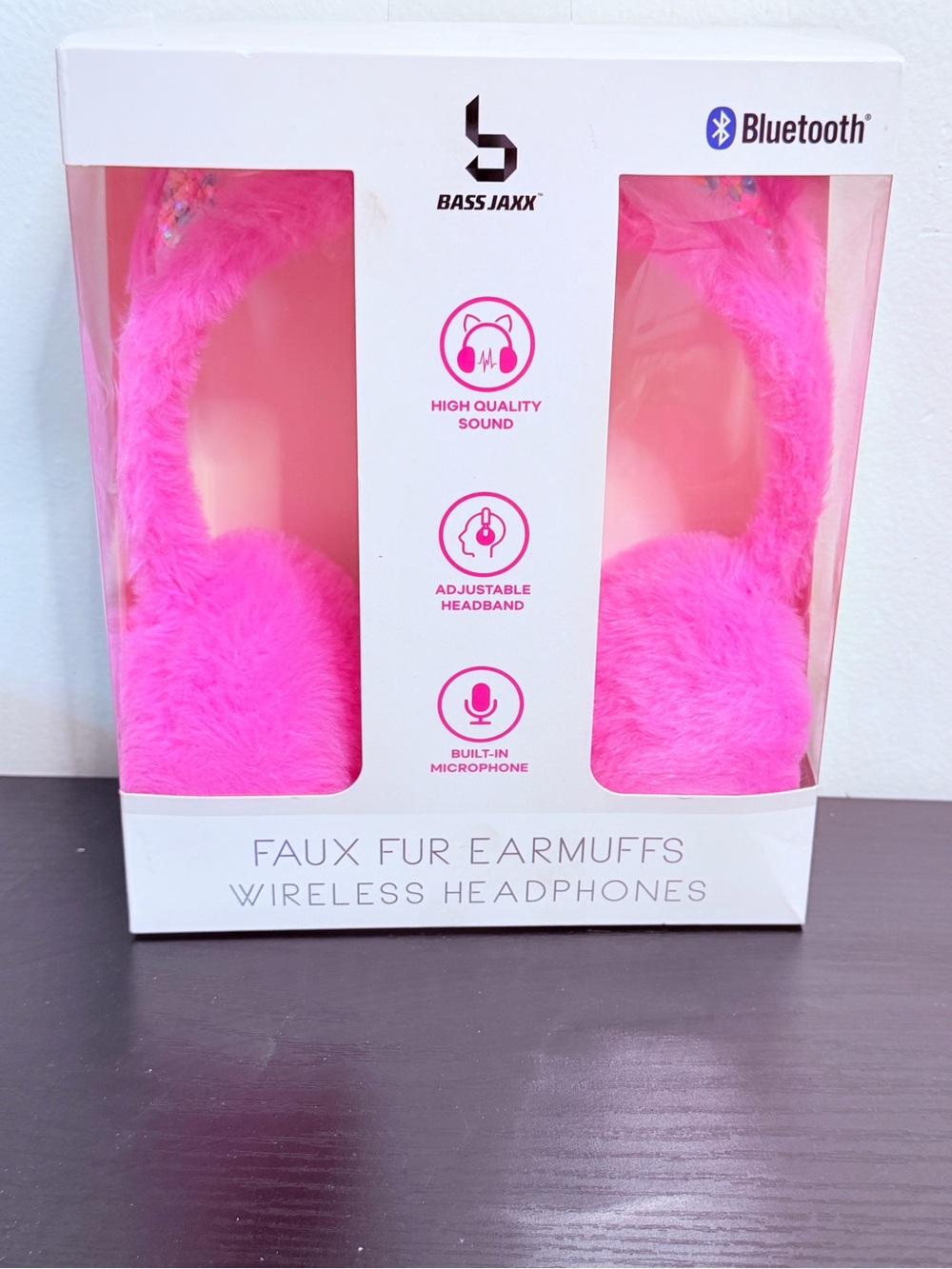Bass Jaxx Pink Faux Fur Wireless Earmuff Headphones NWT - Picture 6 of 6